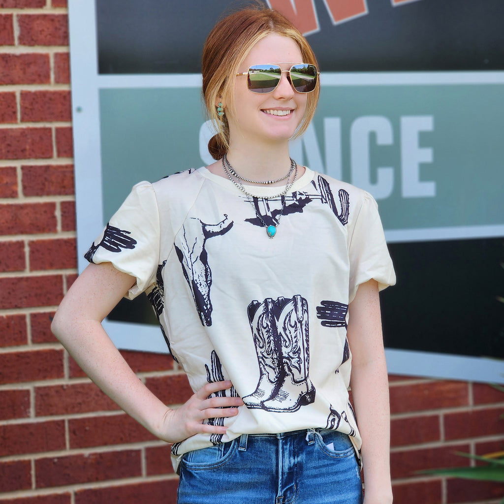Western Puff Sleeve Blouse