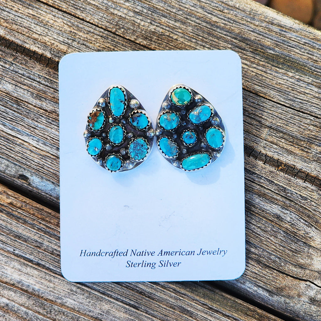 " Kennedy " Turquoise Oval Cluster Earrings
