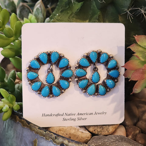 " Farren " Blue Ridge Turquoise Cluster Earrings