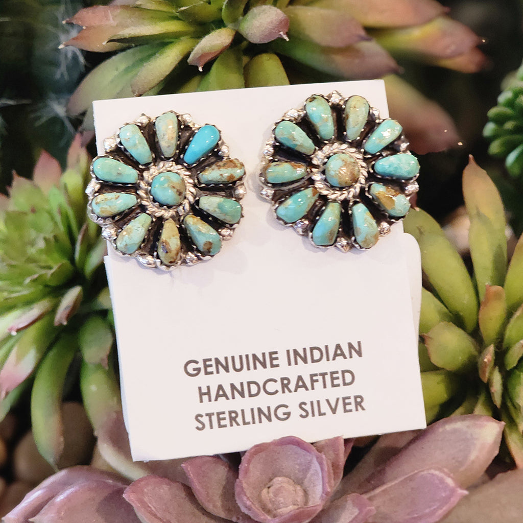 " Jade " Turquoise Cluster Earrings