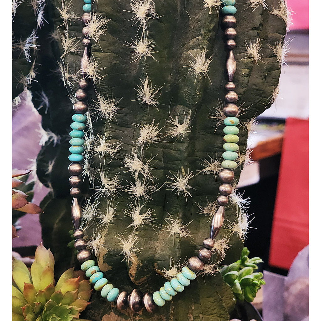 " Babbet " Turquoise & Navajo Pearl Necklace