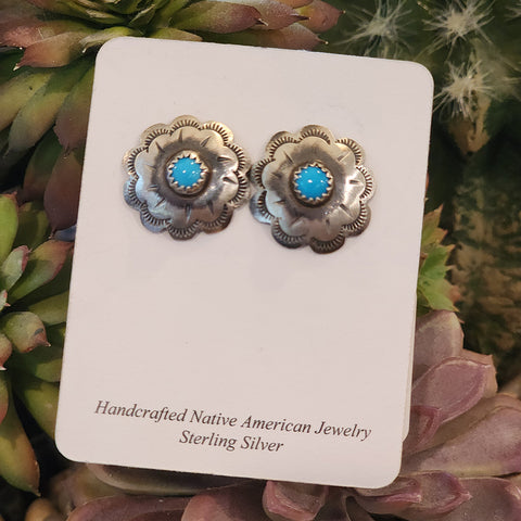 " Nina " Turquoise Flower Studs