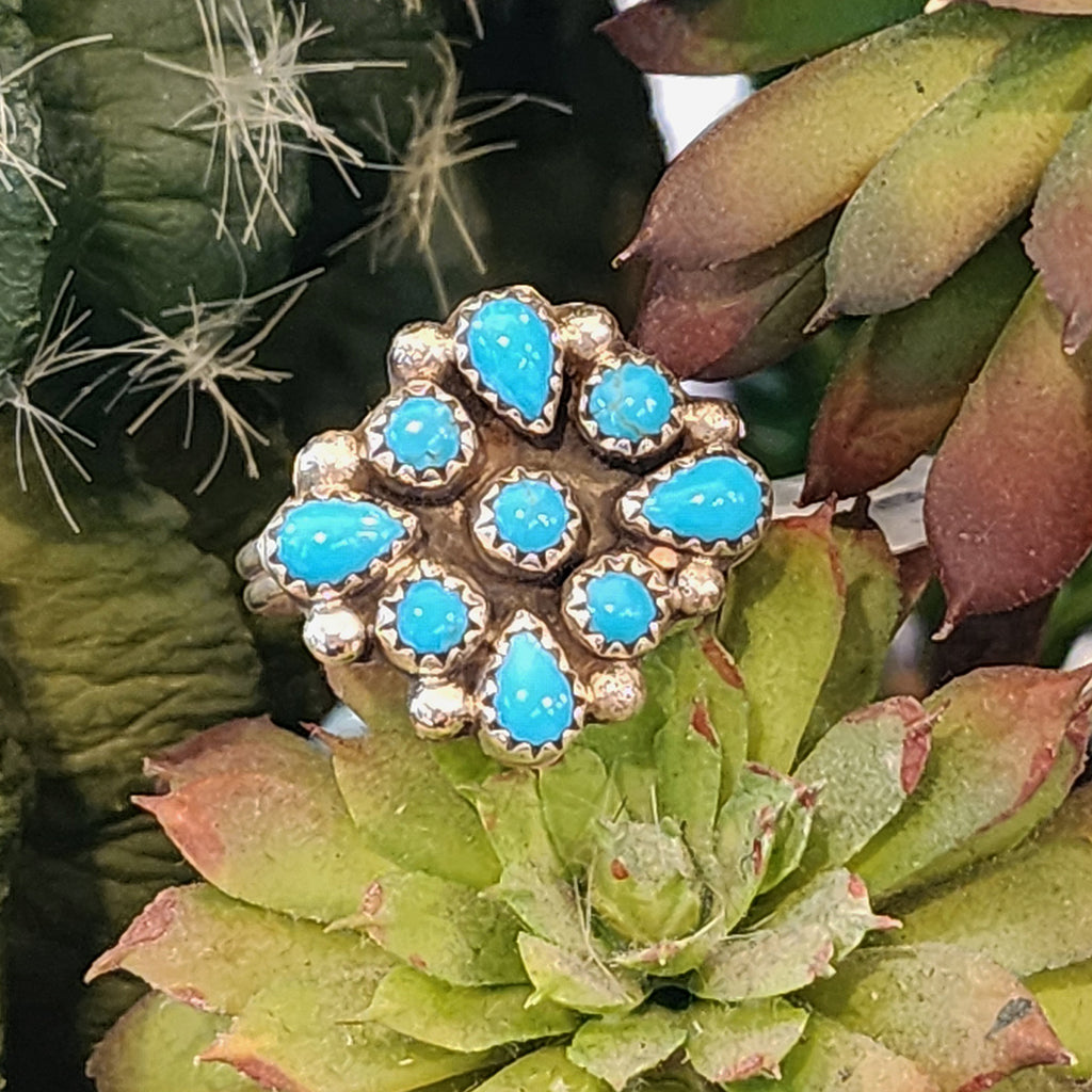 " Clancey " Turquoise Cluster Ring