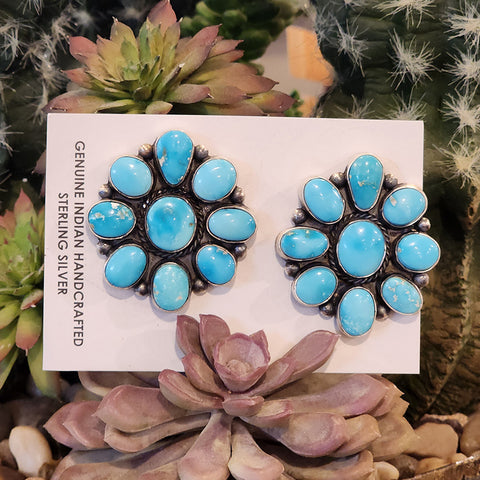 " Lavida " Large Turquoise Cluster Earrings