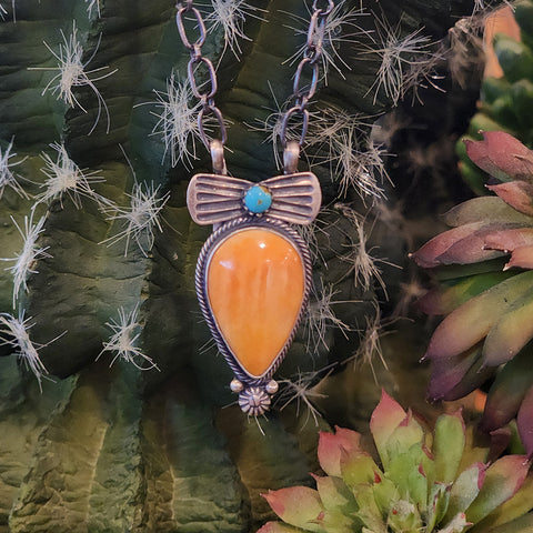 " Glenna " Spiny Orange & Turquoise Necklace