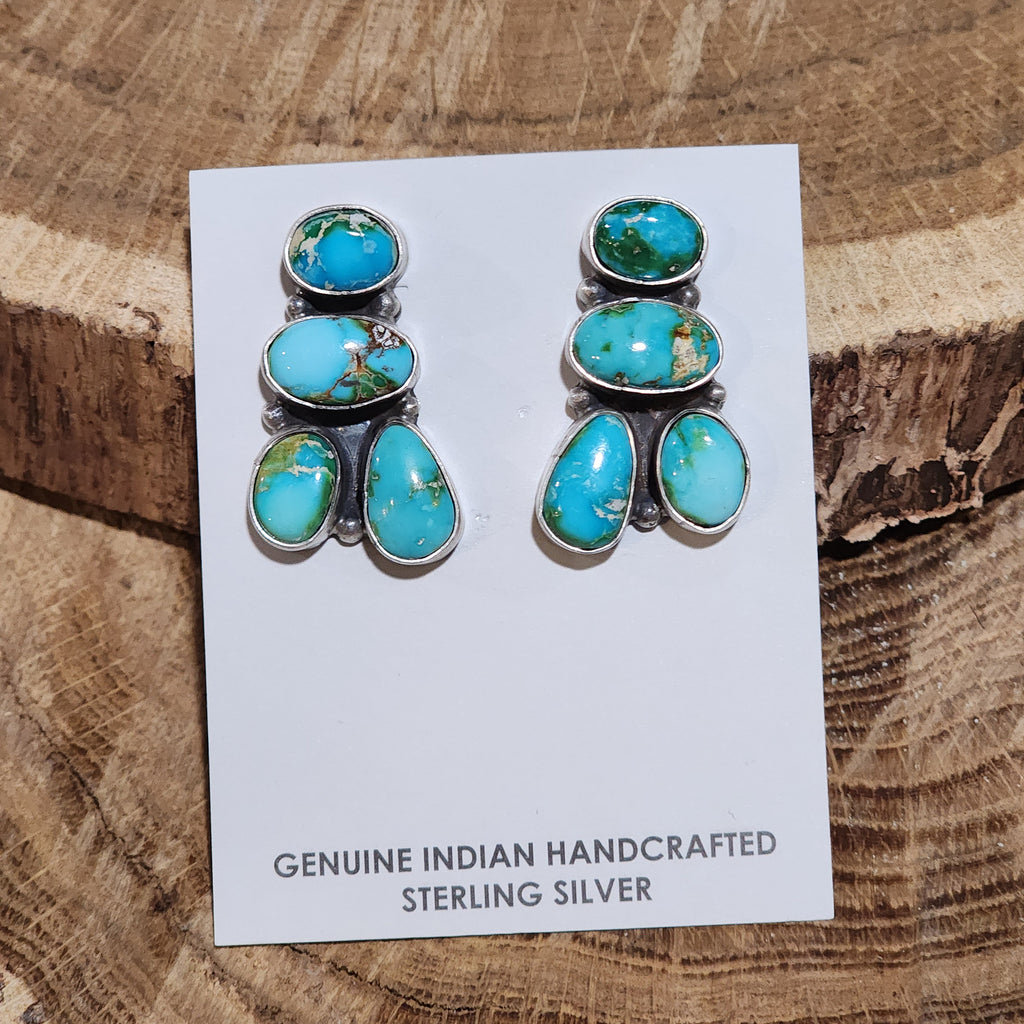 " Goldine " Sonoran Gold 4 Stone Turquoise Earrings