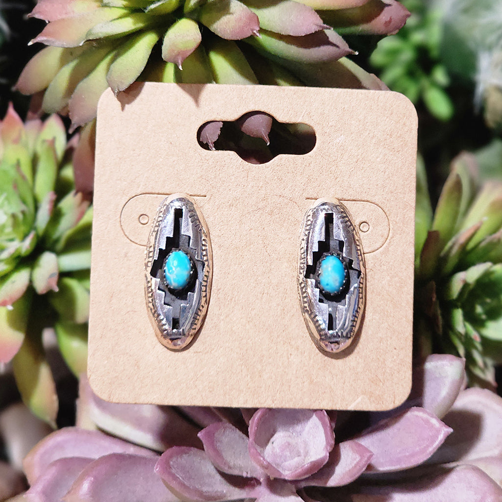 " Kelsey " Shadowbox Turquoise Studs