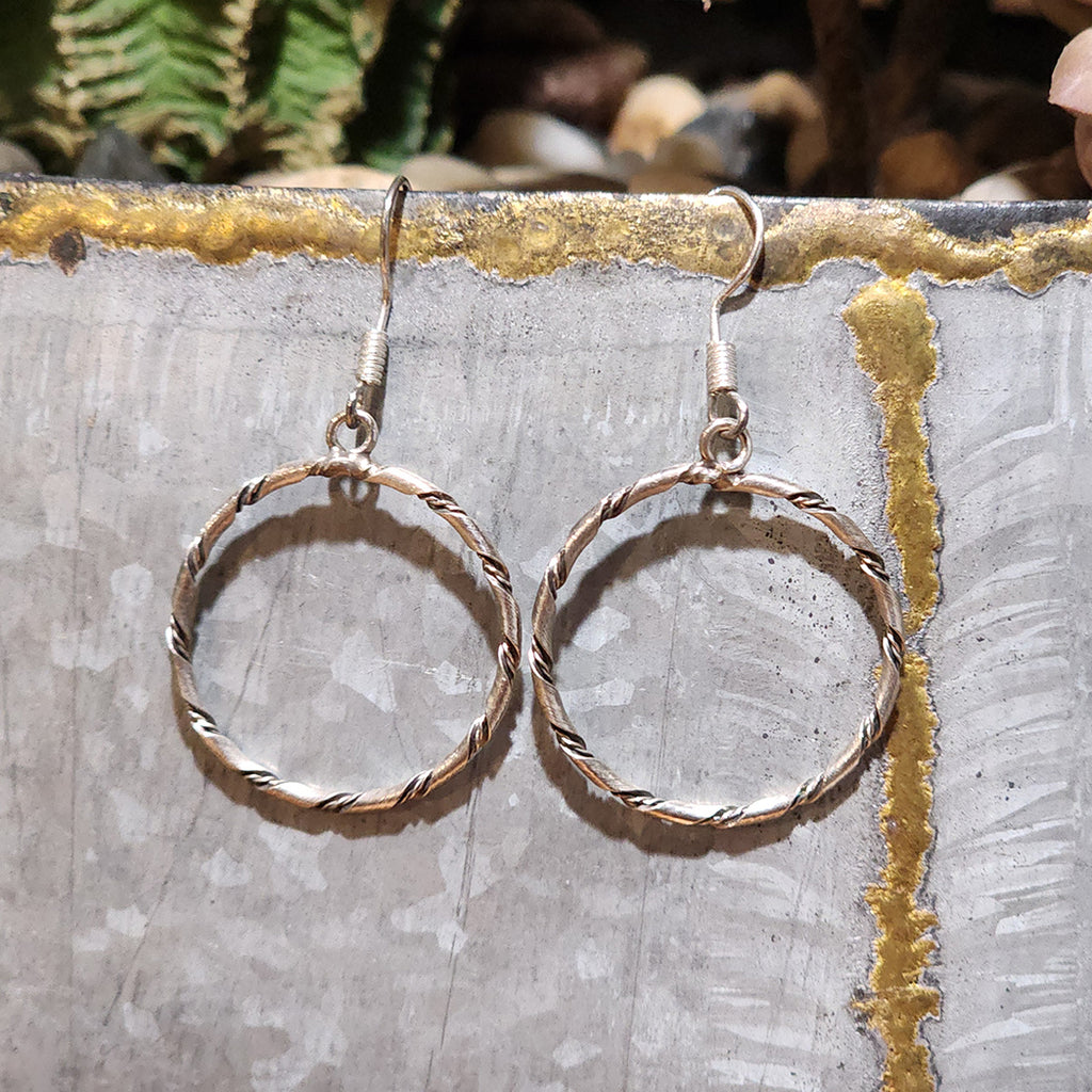 " Natalie " Silver Circle Dangles
