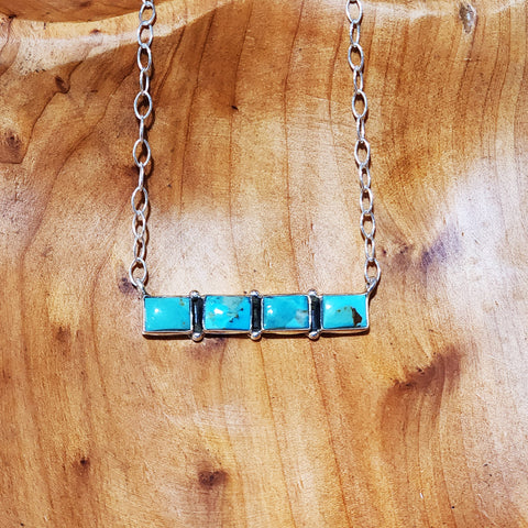 " Gage " 4 Stone Turquoise Bar Necklace