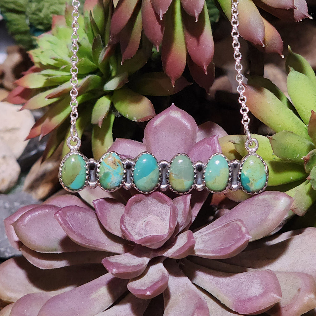 " Celia " Turquoise 6 Stone Bar Neck