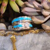 " Marleen " Turquoise Wedding Band Set