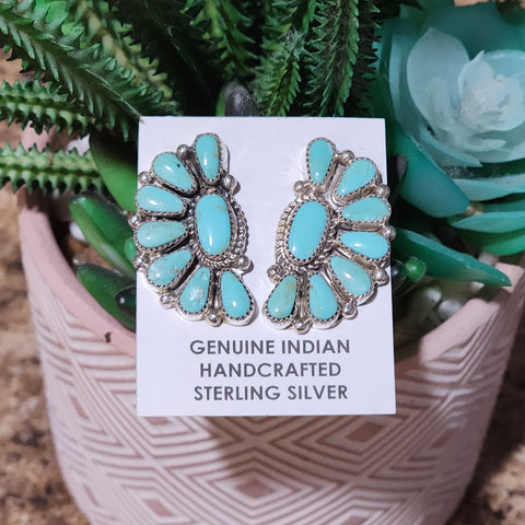 " Gretta " 1/2 Cluster Turquoise Earrings
