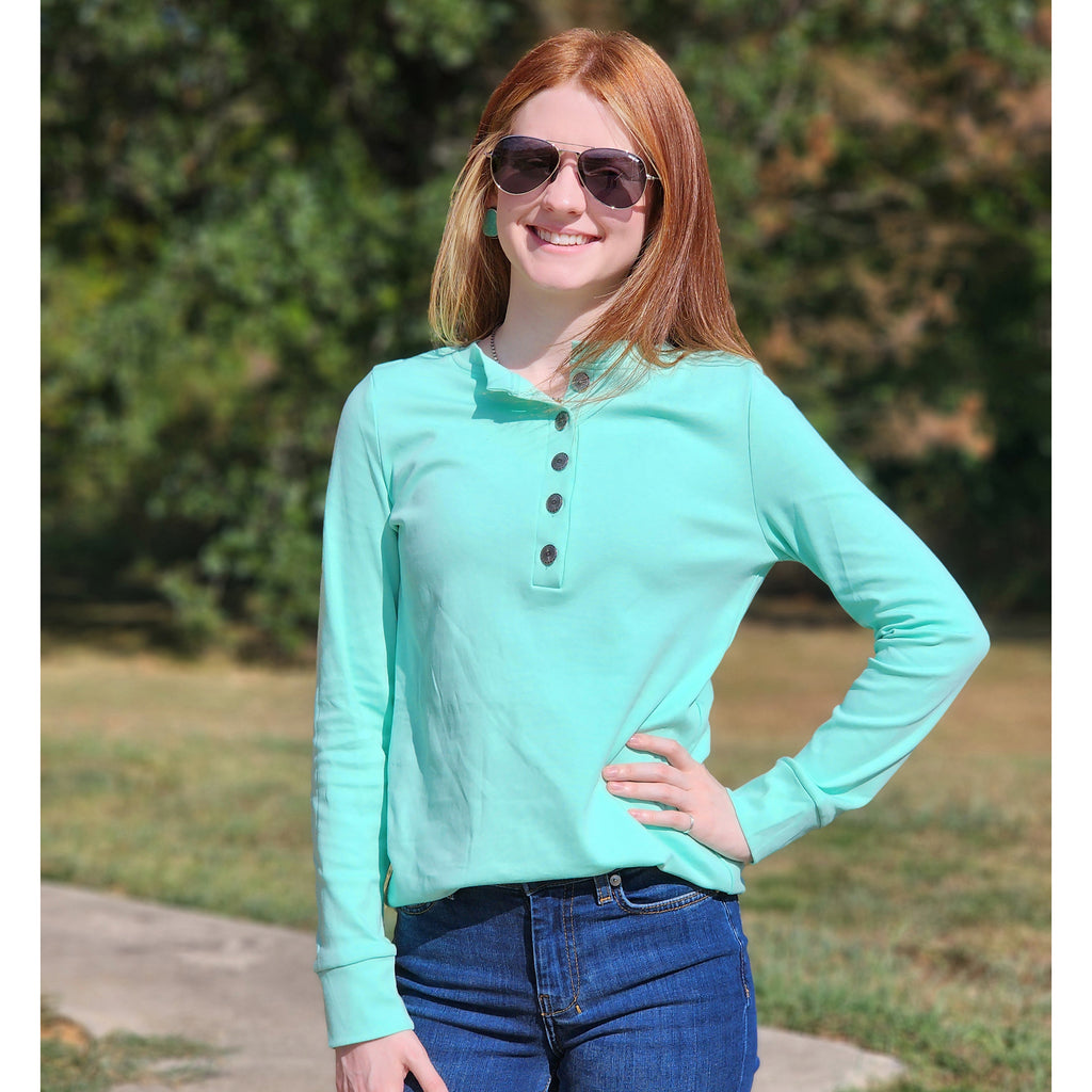 Mint Concho 1/4 Button Shirt