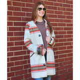 Women's Red & Cream Walking Coat