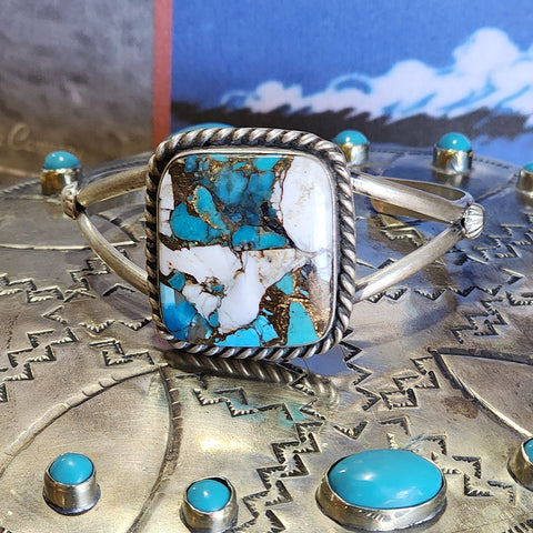 " August " Kingman Crushed Turquoise Cuff