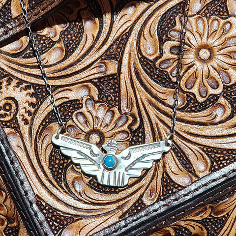 " Ellen " Turquoise Thunderbird Necklace