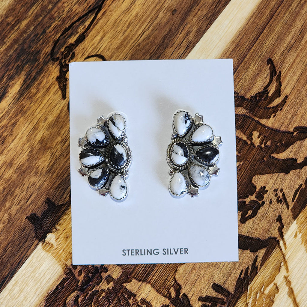 "Jane" White Buffalo Cluster Earrings