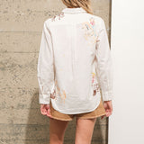 Off White Embroidered Western Cowgirl Motifs Blouse