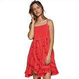 Pol Women's Red Embroidered Sleeveless Mini Dress