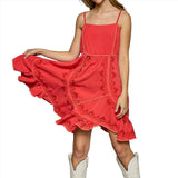 Pol Women's Red Embroidered Sleeveless Mini Dress