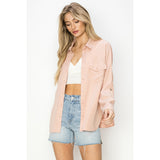 Women's Soft Pink Oversized Tencel Top