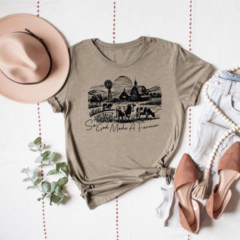 Olive God Made Farmer Tee
