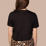 Women's Black Leopard Cut Slit Top