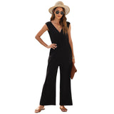 Women's Black V Jumpsuit