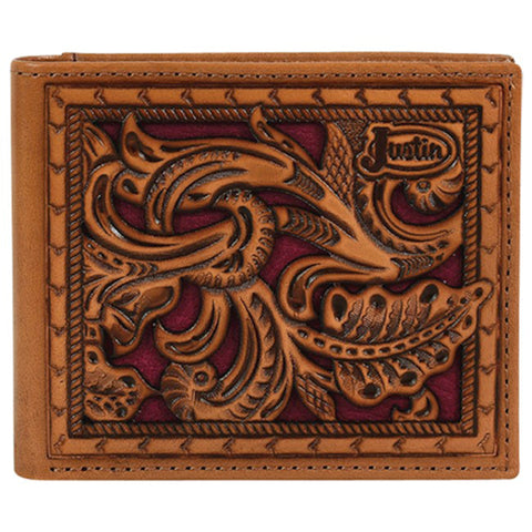 Justin Bifold Wallet Maroon Underlay