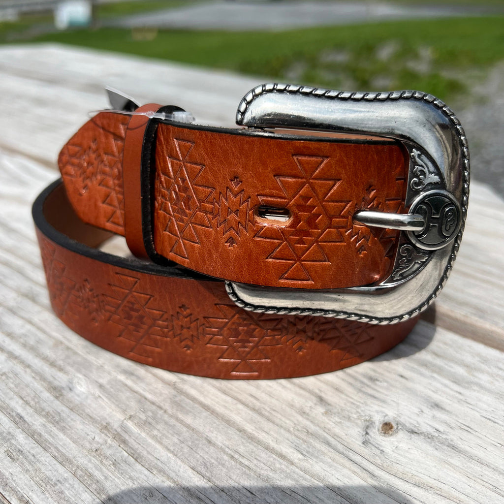 Hooey Classic Tan Leather belt with Monterey Embossed Pattern