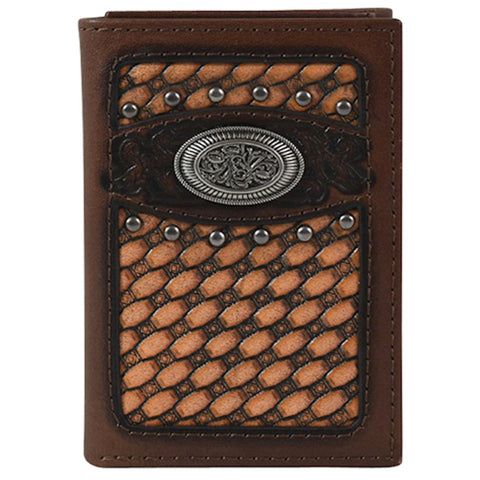 Justin Men's Basketweave Trifold Wallet