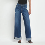 Full front side view of the jeans. 