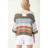 Fern Striped 3/4 Sleeve Sweater
