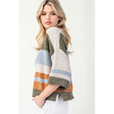 Fern Striped 3/4 Sleeve Sweater