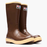 Pair of XTRATUF Men’s 15-inch Legacy Boots on a white background showing the tall brown rubber shafts.