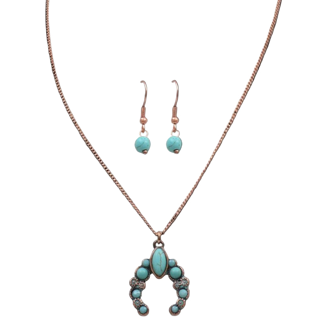 Turquoise pendant necklace and earrings