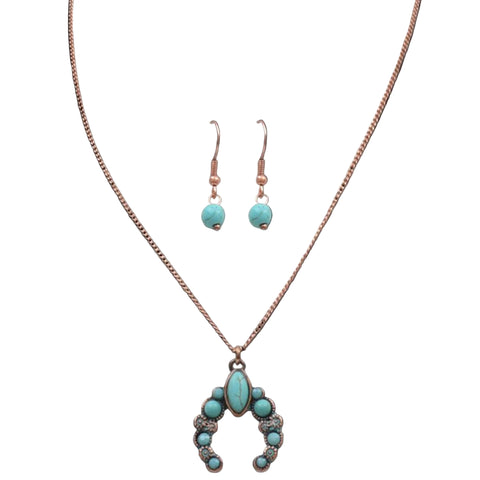 Turquoise pendant necklace and earrings