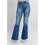 Judy Blue Women's Contrast Wash Destroy Flare Jeans