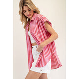 Red and Pink Stripe Button Down Shirt