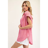 Red and Pink Stripe Button Down Shirt