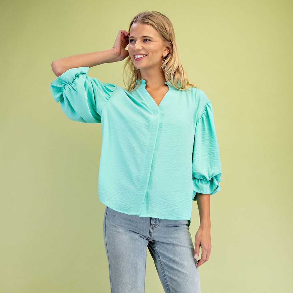 Emerald 3/4 Ballon Sleeve Blouse