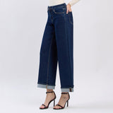 Vervet High Rise Cuffed Ankle Wide Jeans