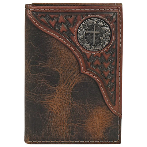 Justin Men's Tooled Trifold Wallet