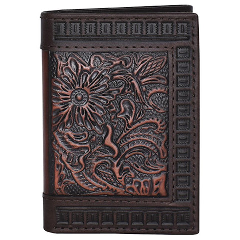 Justin Men's Trifold Tooled Wallet