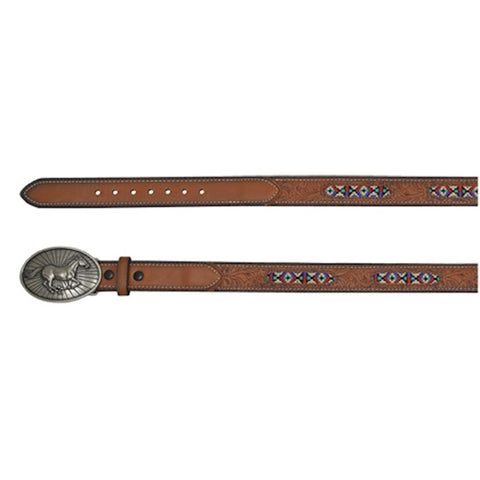 Arena Ace Kids Tooled Belt With Aztec Inlay