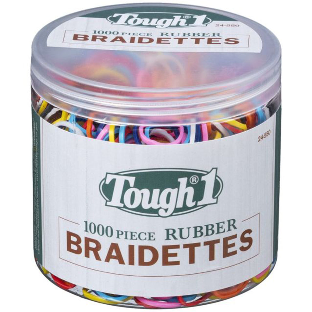 Various Colors of Rubber Bands in Clear Container