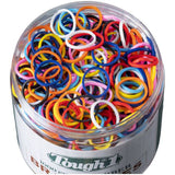 Various Colors of Rubber Bands in Clear Container-top view