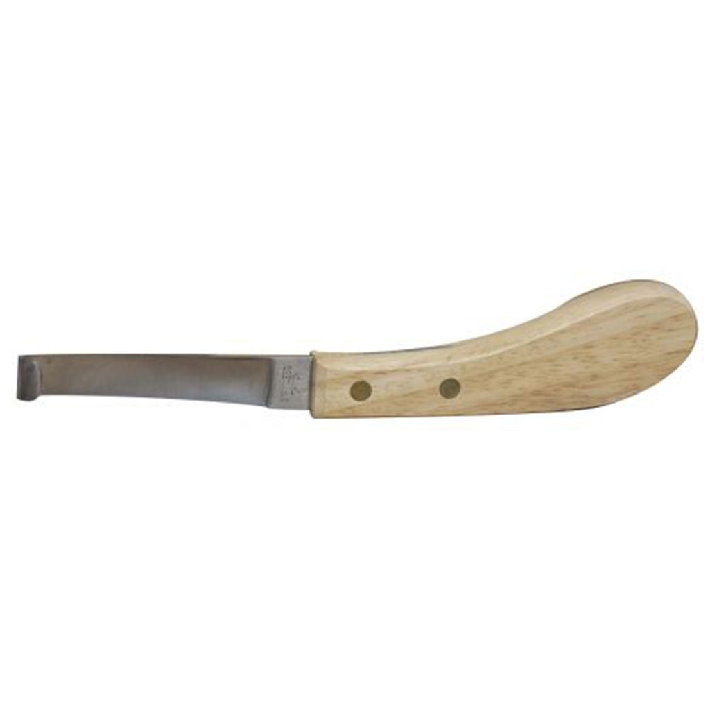 Right-handed hoof knife with wooden handle