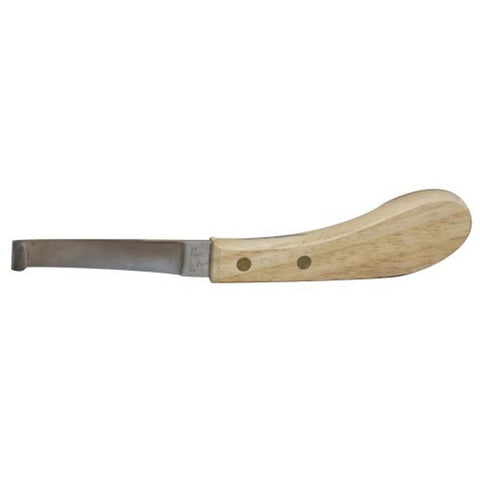Right-handed hoof knife with wooden handle