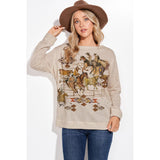 Phil Love Women's Rodeo Print Terry Long Sleeve